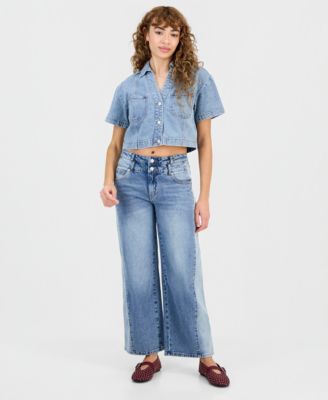 Petite Short-Sleeve Denim Shirt, Macy's Exclusive 
