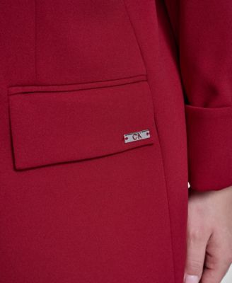 Plus Size Open Front Rollback Cuff Jacket