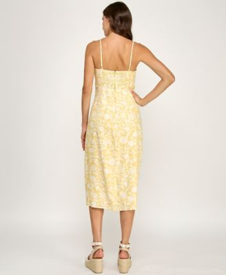 Juniors' Sleeveless Ric Rac Bust Slim Midi Dress