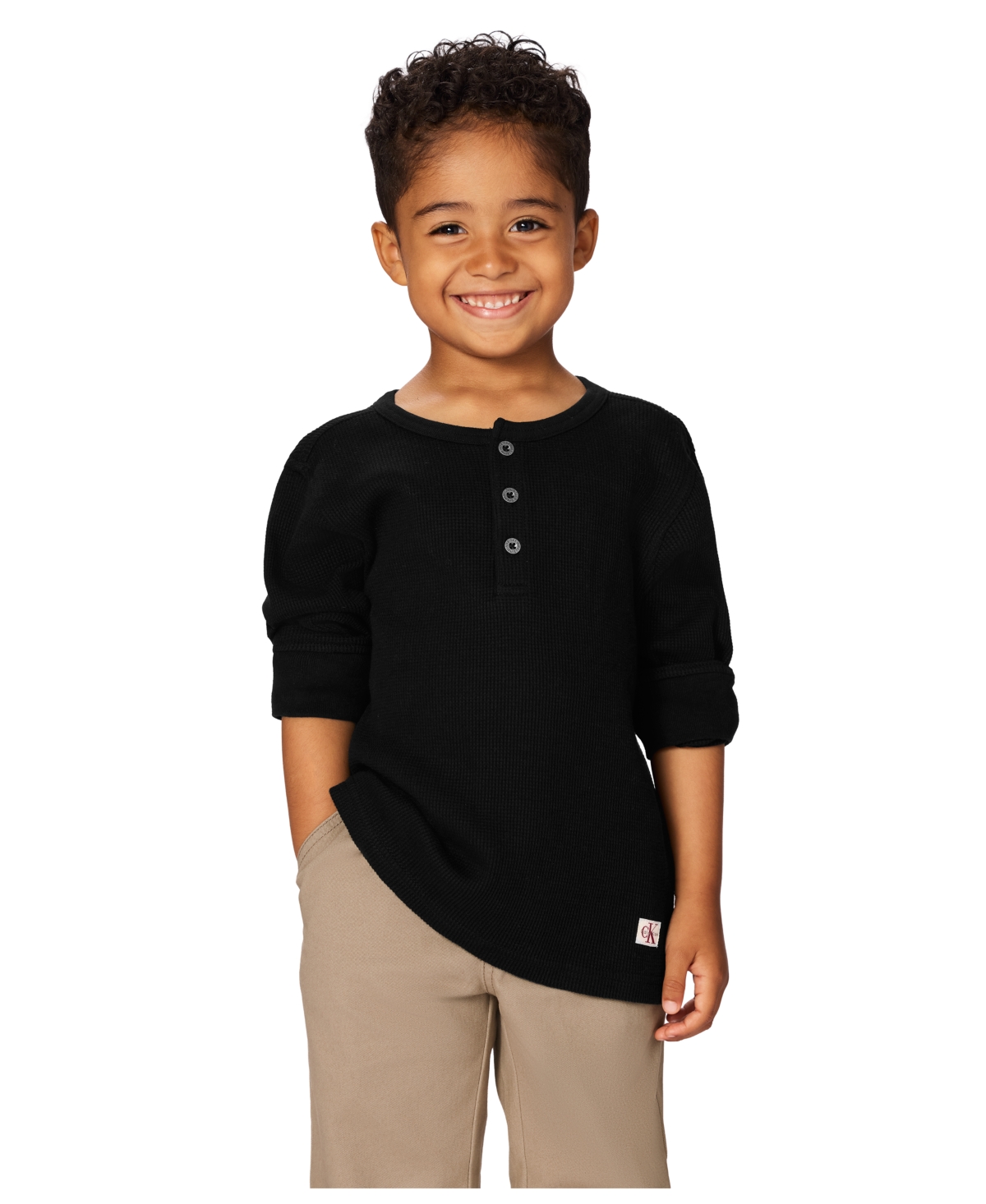 Calvin Klein Boys 2T-7 2-Piece Thermal Henley Top and Twill Joggers Set