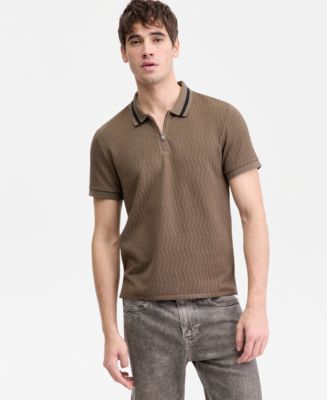 GUESS Men's Morales Quarter-Zip Knit Polo Shirt - Macy's