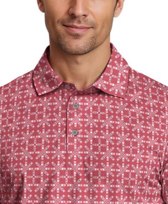 Men's Layered Boat Print Short-Sleeve Golf Polo Shirt