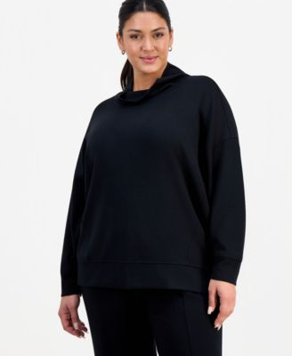 Plus Size Cowlneck Dolman-Sleeve Sweatshirt