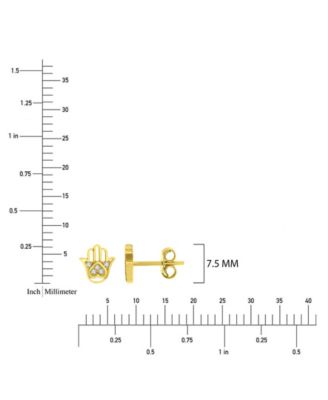 14k Yellow Gold Heart Hamsa Stud Earrings