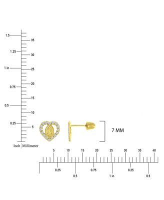 Cubic Zirconia Virgin Mary Heart Stud Earrings