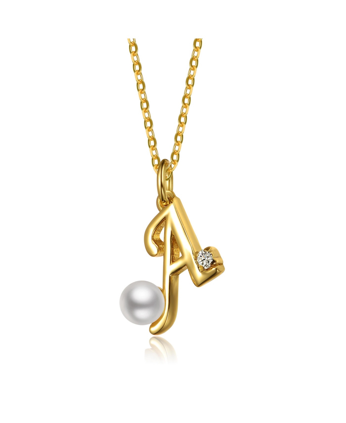 GiGiGirl Kids/Teens Personalized 14K Gold Plated Initial Pearl Pendant Necklace