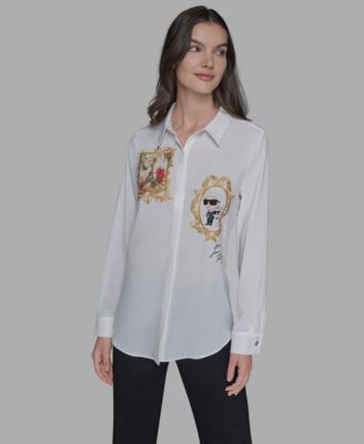 KARL LAGERFELD PARIS - Women's Portrait Button Down Top
