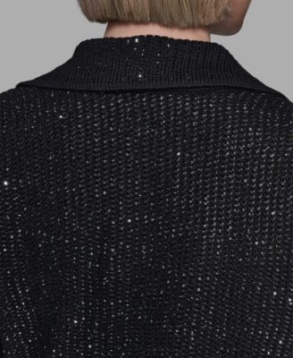 Women's Sequined Knit Front Button Jacket