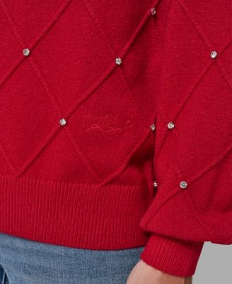 V-Neck Diamond Pattern Sweater