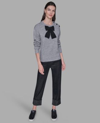 Women's Big Bow Applique Long Sleeve Sweater