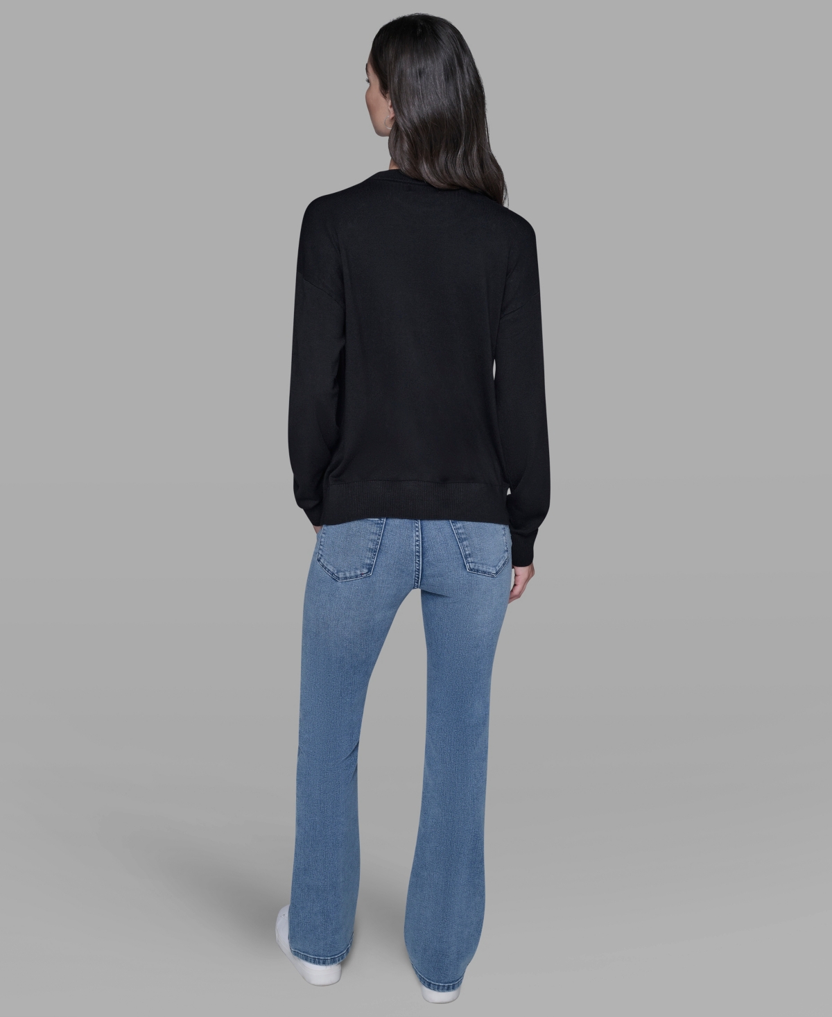 Karl Lagerfeld Paris Women's Eiffel Tower Print Crewneck Sweater