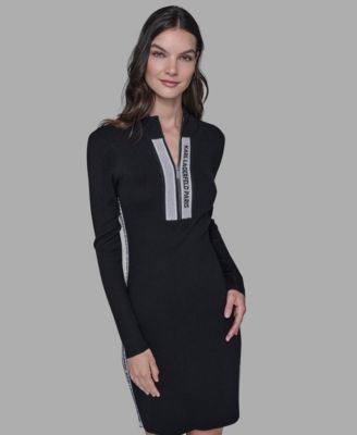 KARL LAGERFELD PARIS - Women's Logo Sweater Mock Neck Dress