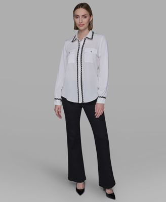 Women's Tweed Collar Top