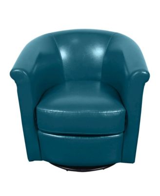 Marvel Contemporary Leather-Look Swivel Accent Chair, Blue