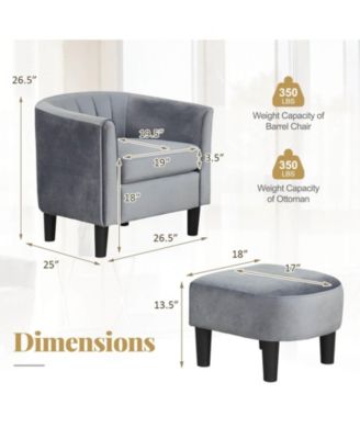 Barrel Chair with Ottoman Footrest Curved Backrest Armrests Removable Seat Cushion