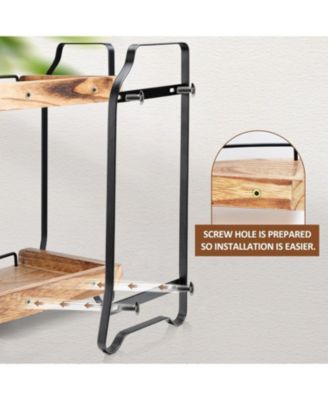 2 Tier Bathroom Countertop Organizer - Wood Corner Bathroom Counter Storage for Makeup & Skincare, Makeup Organization for Vanity