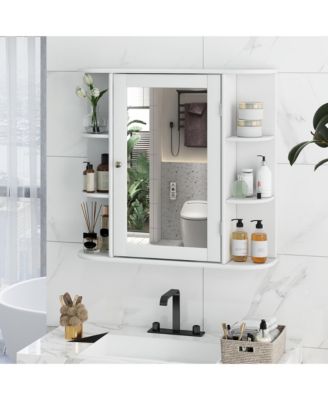 Bathroom Wall Cabinet w/ Mirror Modern Medicine Cabinet w/ Mirrored Door