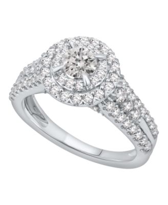 Macy's - Diamond Double Halo Engagement Ring (1-1/4 ct. t.w.) in 14K White Gold