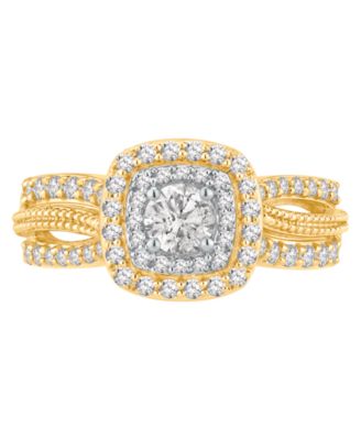 Diamond Halo Engagement Ring (1 ct. t.w.) in 14k Two-Tone Gold