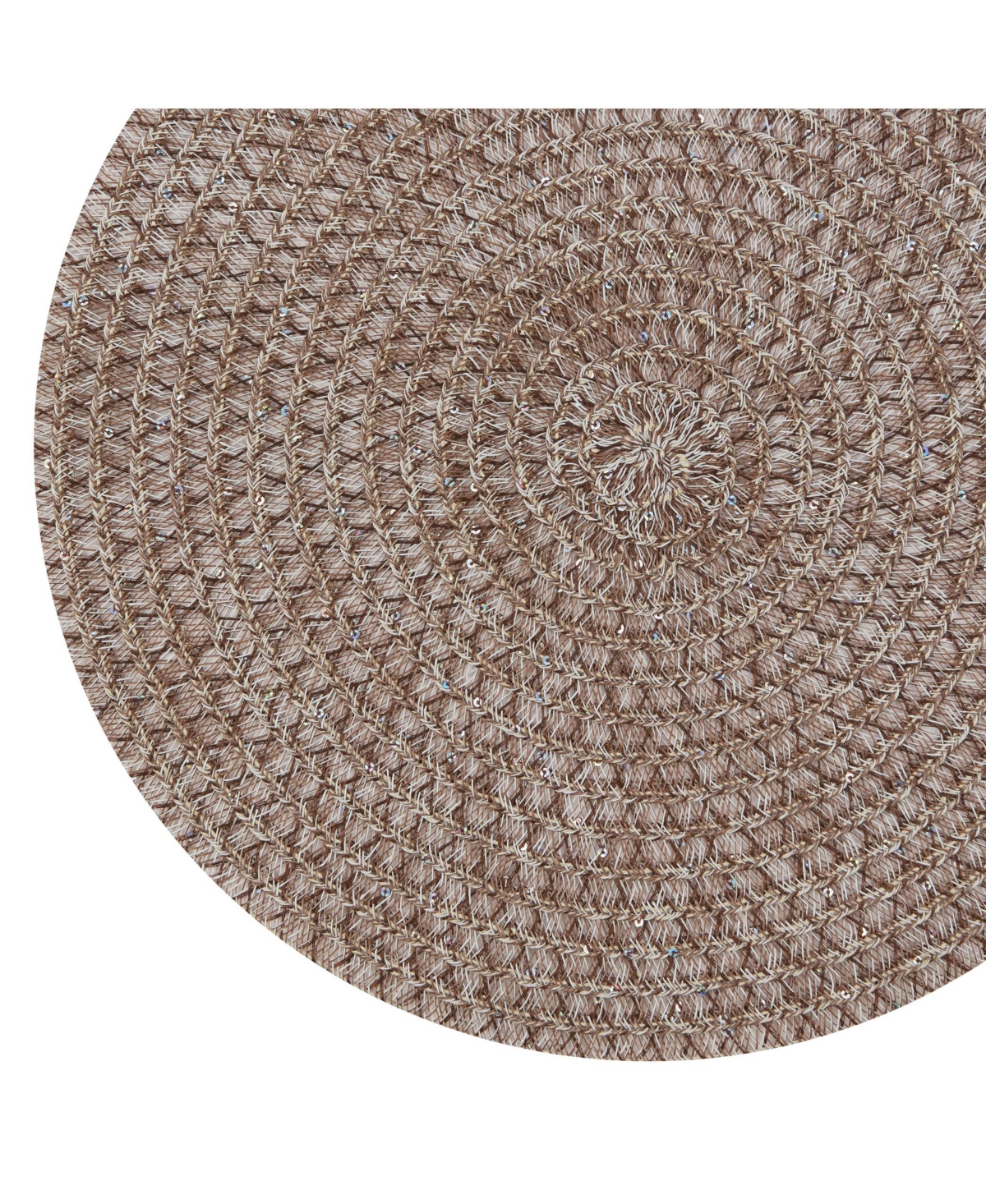 Dainty Home Starlight 15" Round Woven Placemats Set of 6 Durable Reversible Non-Slip Table Mats with Sequins