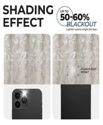 Leaves Modern Bohemian Back Tab Blackout Curtain Set, 52"x 96"