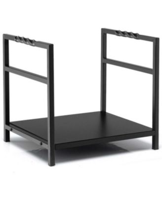 Firewood Log Rack with Unique Handle and Raised Feet-Black