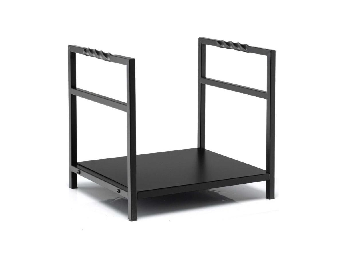 Sugift Firewood Log Rack with Unique Handle and Raised Feet-Black