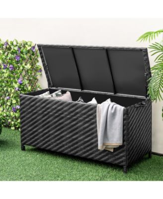 85 Gallon Outdoor Storage Box with Removable Liner and Universal Wheels-Black