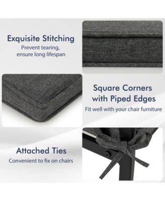 Outdoor Chair Cushion Set of 2 Waterproof Fade-Resistant Olefin Seat Cushions-Gray