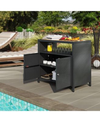 Wicker Outdoor Storage Cabinet, Rat Buffet Sideboard,