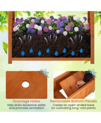 Raised Garden Bed Wooden Elevated Planter Box with Lattice Trellis & Ached Roof