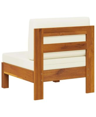 Wooden Sofa Cream White Solid Acacia Wood, 100% Polyester Medium