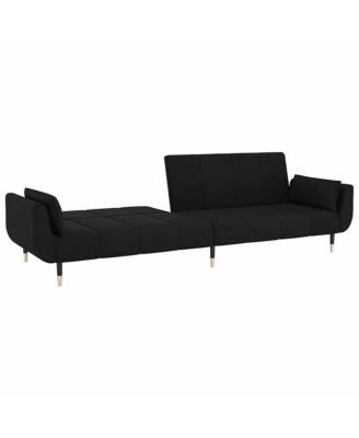 2-Seater Sofa Bed with Two Pillows Black Velvet