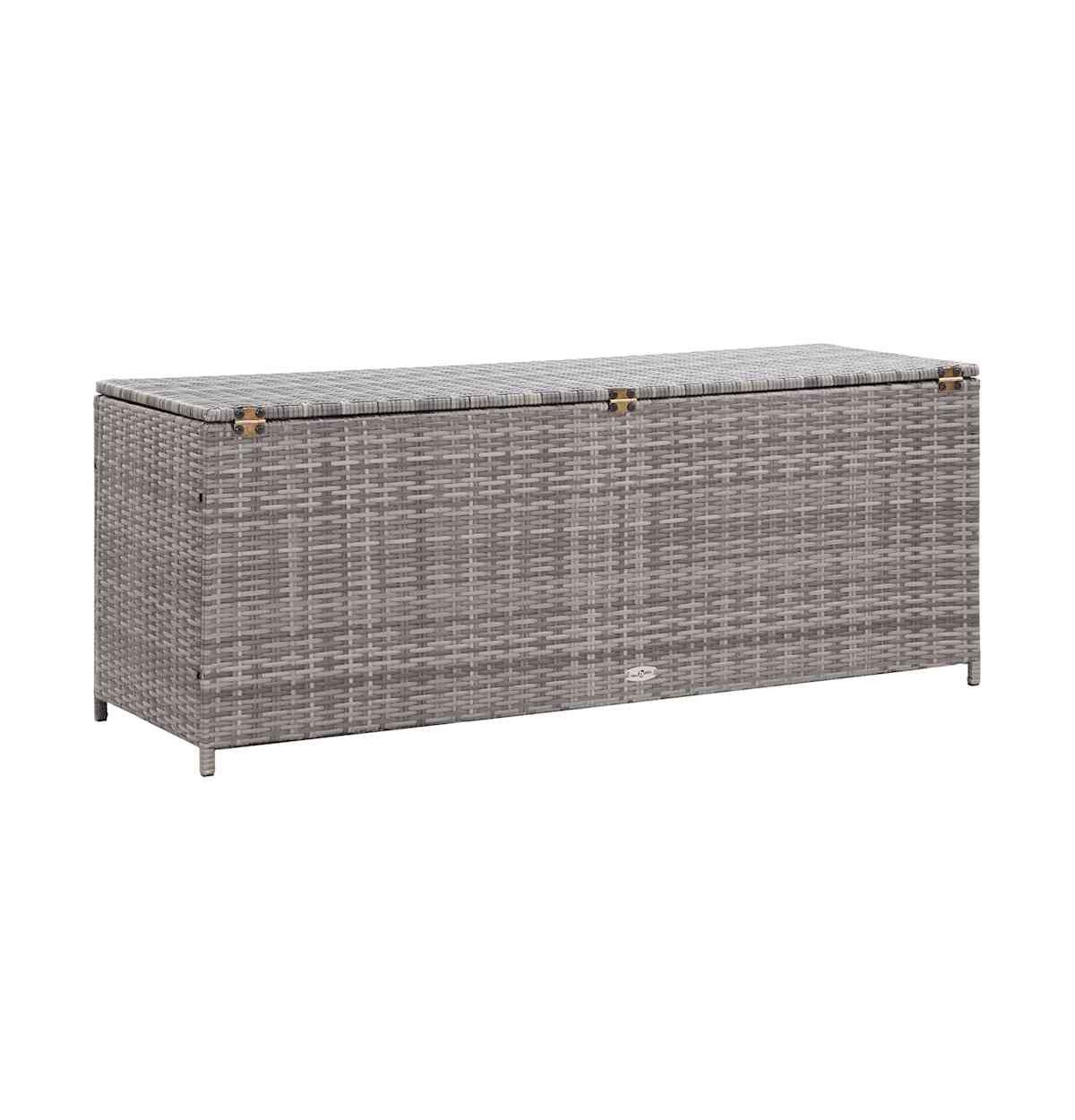 Patio Storage Box Gray 59.1"x19.7"x23.6" Poly Rattan