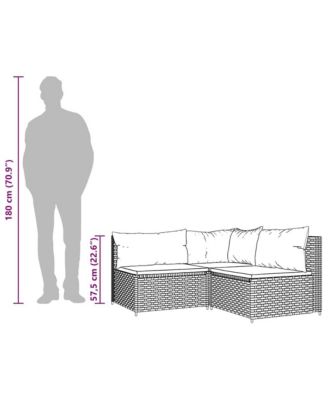 Patio Lounge Set Black PE rattan Medium Adjustable Feet