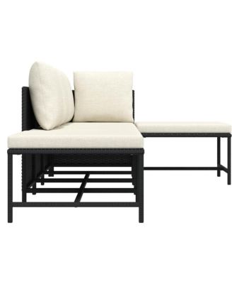 Garden Sofa Set Black and Cream White