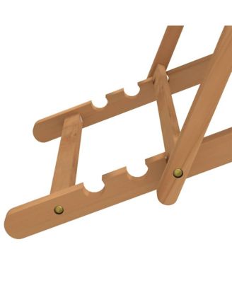 Beach Chair Blue Teak wood, Polyester Medium Foldable