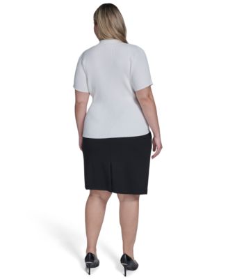 Plus Size Collared Short-Sleeve Sweater