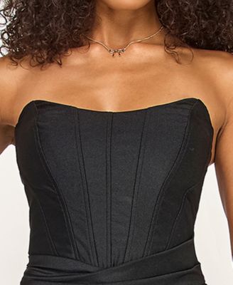 Junior's Strapless Corset Gown