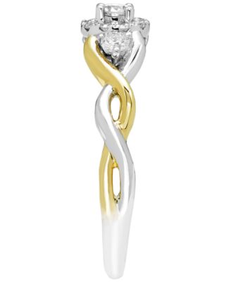 Diamond 3-Stone Ring (3/8 ct. t.w.) in 14k Two Tone Gold
