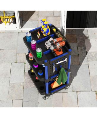 3-Tier Rolling Tool Cart with Wheels, Plastic Utility Cart