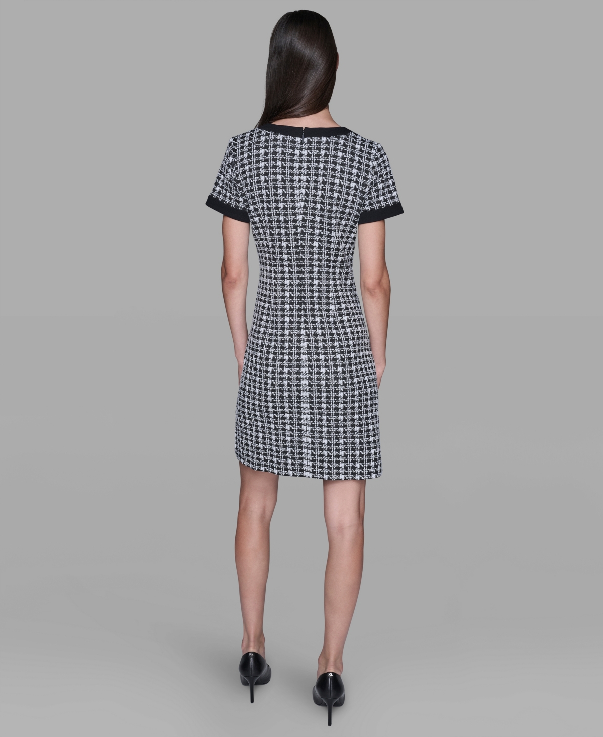 Karl Lagerfeld Women's Houndstooth Scuba Crêpe Shift Minidress In Black