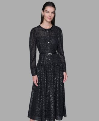 Women's Lurex Clip Chiffon Midi Dress