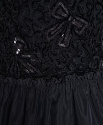 Women's Sequin Bow Applique Drop-Waist Dress