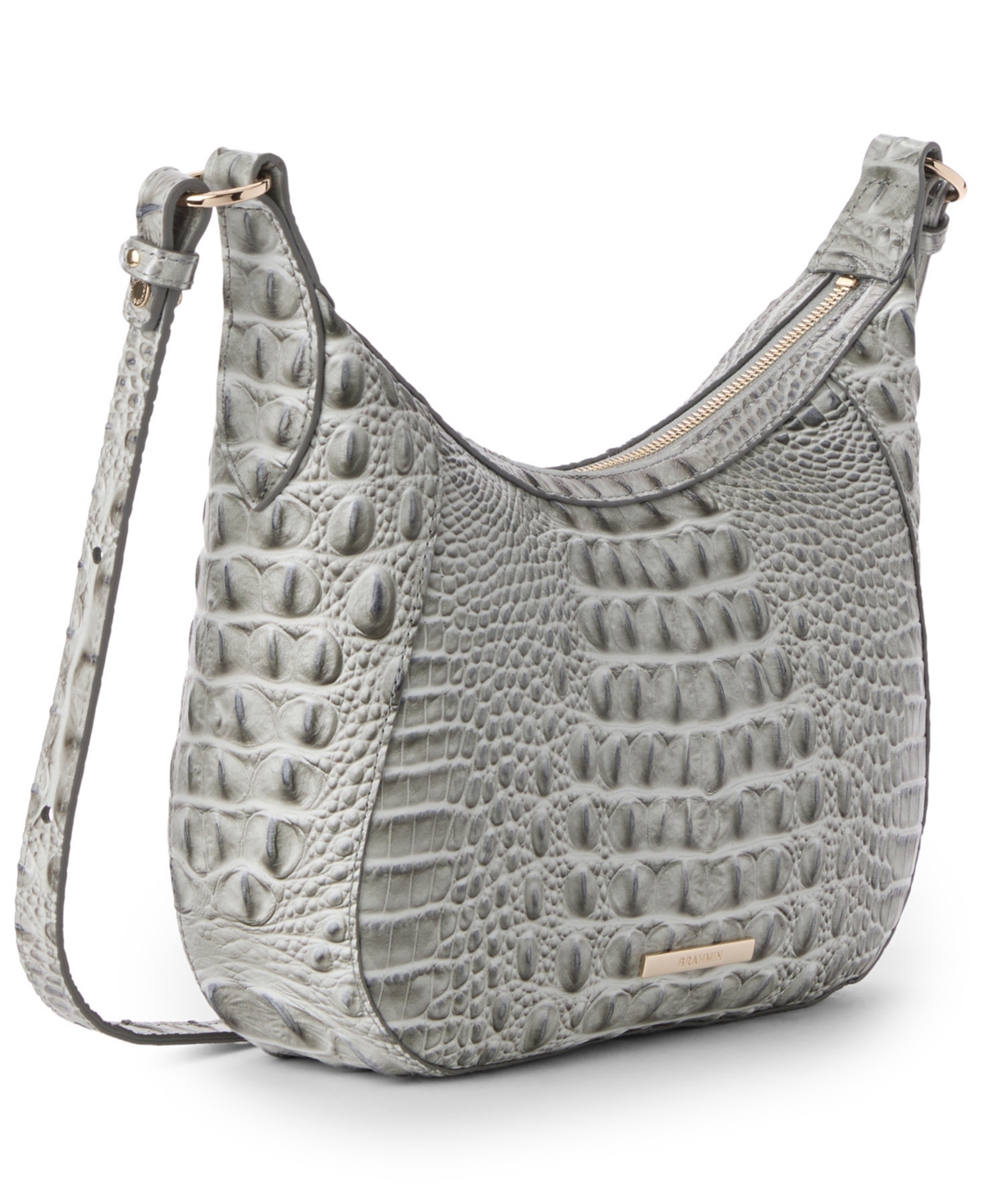 Brahmin Corinne Small Alden Road Leather Crossbody In Silver