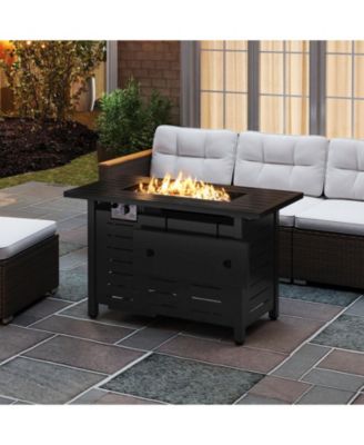 40 Inch Outdoor Propane Fire Pit Rectangle Gas Fire Table with Lava Rocks.