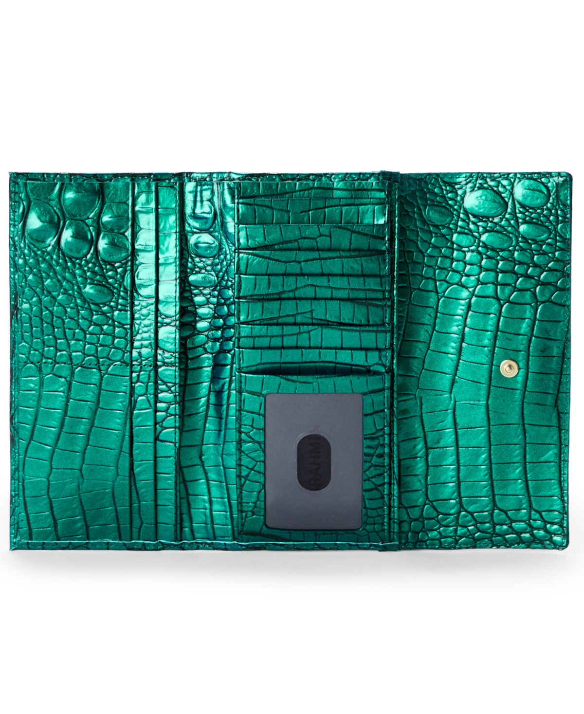 Brahmin Cordelia Croc Embossed Leather Wallet In Green