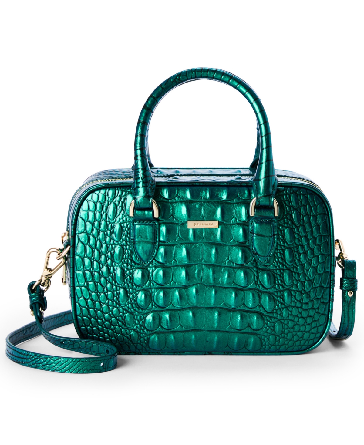 Brahmin Mara Buckle Small Satchel Bag In Green