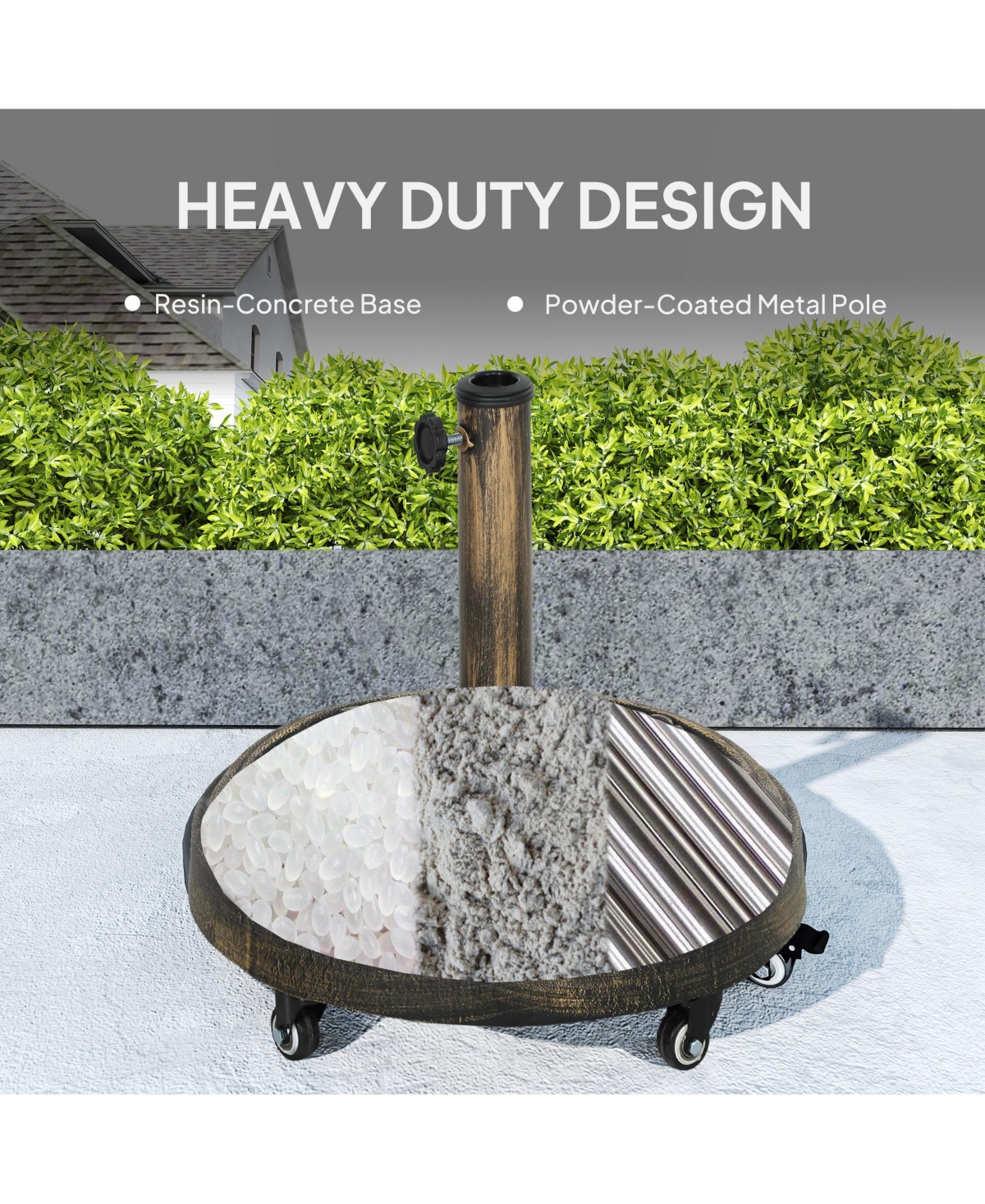 Outsunny Patio Umbrella Base, 46 lbs Umbrella Sd with Wheels,