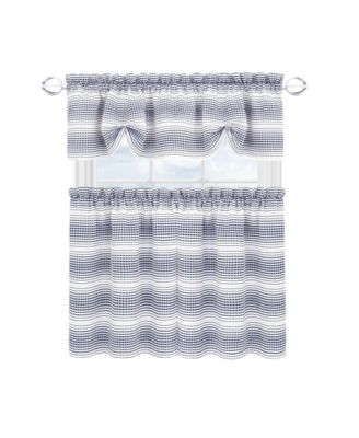 Isabelle Abstract 3 Piece Cafe Rod Pocket Kitchen Curtain Tier And Valance Set